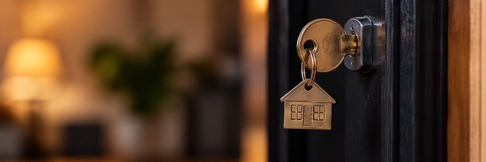 House key in a door lock